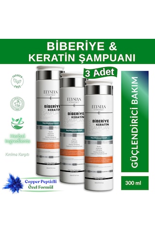 Elysian Essence Biberiye & Keratin Şampuanı 3 Adet Copper Peptidli Saç Bakımı Saç Dökülmesi Karşıtı 300 Ml Tüm Saç Tipleri