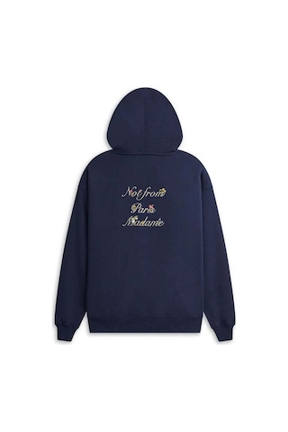 American Rag Cie Başlık Le Hoodie Slogan A Fleurs Rahat Kesim, Yüksek Kalite Pamuk Lacivert