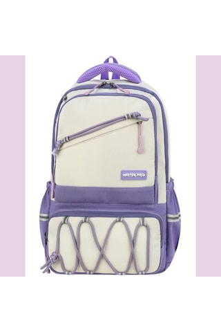 Ortopedik Ultra Lüx Büyük Boy 45 32 25 Cm Su Geçirmez Laptop Bölmeli Sırt Çantası Mor