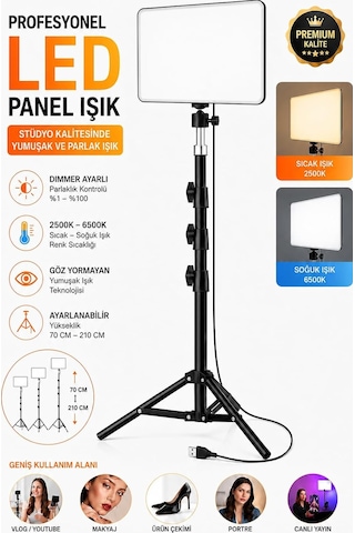 Tr Led Video Işık Seti - Ayarlanabilir Tripod, Usb Kontrollü Sıcak/soğuk Işık, 3 Mod & 10 Parlaklık Seviyesi, Yo