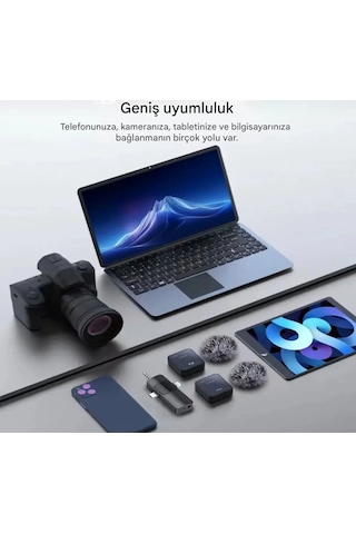 Kablosuz Tüylü Yaka Mikrofonu Apple iPhone Uyumlu  3.5mm Aux Apple iPhone Uyumlu  Type-c Pc Tablet Video Kayıt Vlog Usb-c