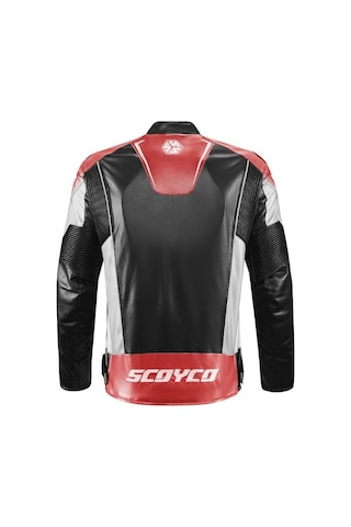 Scoyco Jk187 Motosiklet Montu Deri 4 Mevsim Oxford 600-d Dayanıklı Kumaş Motorcu Mont Black-red