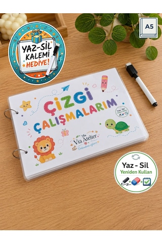 Okul Öncesi Yaz-sil Çizgi Çalışmaları Çocuk Kitabı