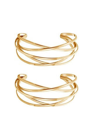 Geeroyoo Beş Çizgili Metal Delikli Bileklik - Altın Renk, Hafif Ve Şık Aksesuar Gold