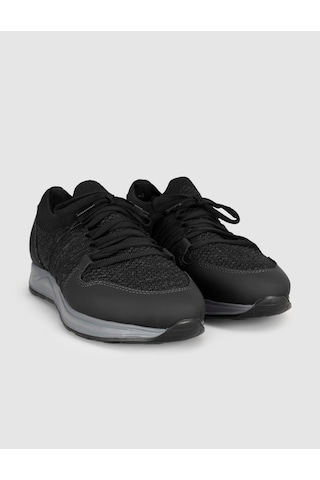 Cabani Siyah Bağcıklı Dokulu Örgü Sneaker Siyah - Neon Yeşil