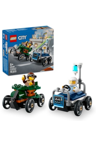 LEGO® City Uçak, Hastane Yatağına Karşı Yarış Arabası Paketi 60459 - 5 Yaş Üzeri Çocuklar için Yaratıcı Oyuncak Yapım Seti (70 Parça)