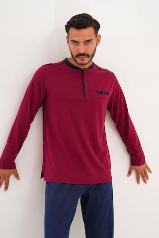 Çift Kaplan Erkek Düz Patlı Bordo Pijama Takımı 8000 Bordo
