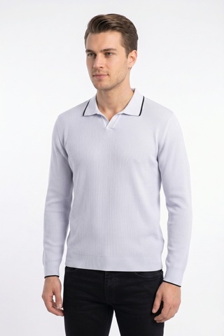 Dynamo Erkek Spor Polo Yaka Mevsimlik Kazak Bgl-st05363 Beyaz