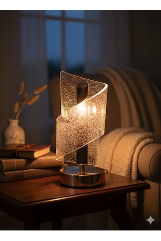 Şarjlı Dekoratif Camlı Masa Lambası 3 Modlu Led Aydınlatma Renkli