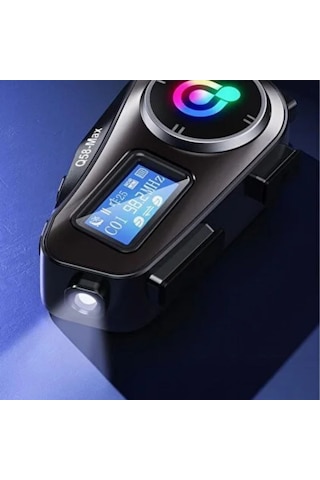 Buffer Q58 Motorsikletler İçin Fener Özellikli Sd Kart Bölümlü Lcd Ekranlı Kablosuz Bluetooth Kulaklıklı Suya Dayanıklı Kask Kulaklığı