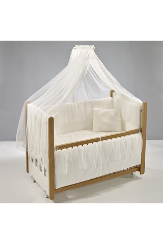 Meltem Kids Mia Anne Yanı Ahşap Sallanır Beşik 60 x 120 CM (Naturel - Ekru) Kahverengi