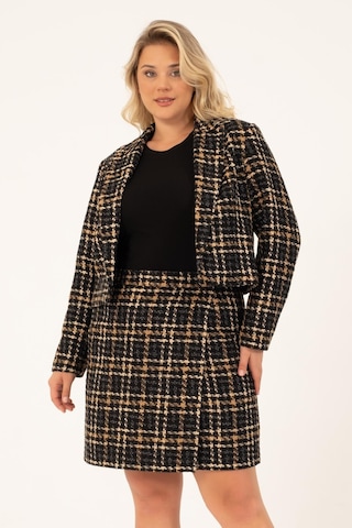 Astarlı Crop Tüvit Ceket-1741-siyah Siyah