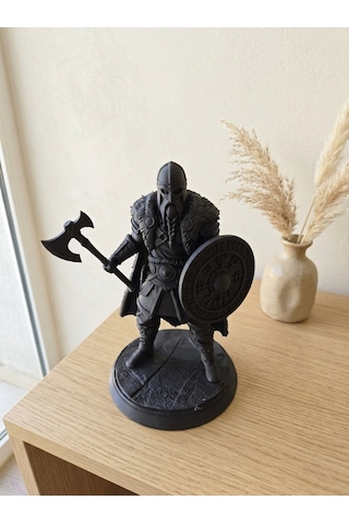 Viking Savaşçı Biblosu 15 Cm İskandinav Mitolojisi Heykel Mat Siyah Karakter Figür Masaüstü Ofis Kitaplık Dekoru Erkek Hediyesi 15cm