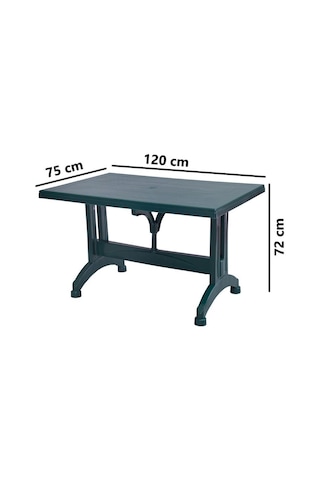 Omnipazar Mt-gf212 Prima Ancora Plastik Dikdörtgen Bahçe Balkon Masa 75x120 Cm Yeşil