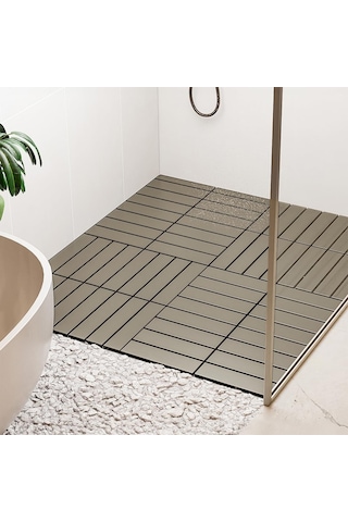 1177 Bahçe Balkon Teras Banyo Paspası 9lu Zemin Karosu Latte Genel