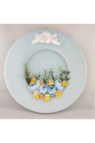 Baby Shower Kapı Süsü ve Çiçekli Taç Seti Mavi