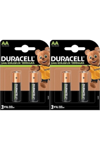 Duracell HR6/DC1500 1300 mAh AA Ni-MH Şarj Edilebilir Kalem Pil 2 x 2'li