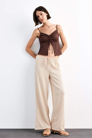 Defacto Relax Fit Normal Bel Düz Paça Bürümcük Pantolon G1101ax25smbg286 Bej