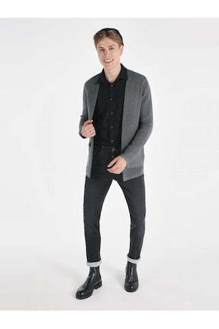 Colins Regular Fit Cepli Gri Erkek Hırka Cl1065572 Gri Melanj