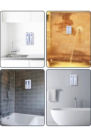 Mainshop 2 Adet 400 Ml Sabun Dispenseri Duvara Monte Duş Şampuanlık Sıvı Sabun Banyo Tuvalet M-52 Beyaz