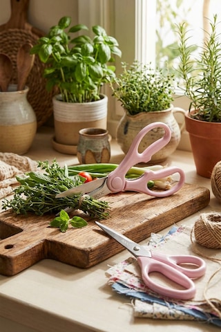 Makri Home 2'li Çok Amaçlı Makas Seti Büyük Boy Pembe, 23 Cm