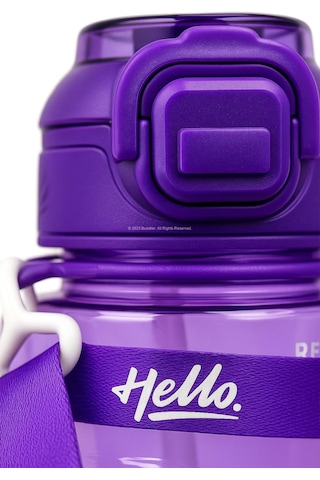 Hello Pipetli Suluk 800 Ml Renkli Askılı Su Şişesi Çocuk Ve Yetişkin Okul Seyahat İçin Gıda Sınıfı Plastik Sızdırmaz Matara Mor