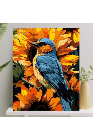 Palmiye Hobi Sanat Sayılarla Boyama Tuval Seti Fırça Boya Dahil Çıtalı 40x50 Cm - Serçe