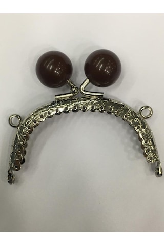 Karantuhafiye Çanta Ve Cüzdan Klipsi Oval 20 Cm Incili Model Gümüş Kahve İnci Gümüş Kahve İnci Çok Renkli
