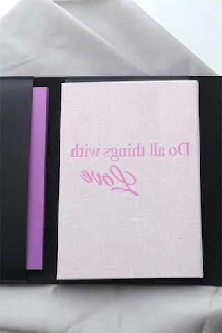Pembe Keten Kapaklı Planlayıcı Ajanda - 15x21 Cm Açık Gri