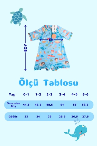 Soleda UV Korumalı UPF 50+ Bebek Çocuk Mayosu Journey Under The Sea Mavi