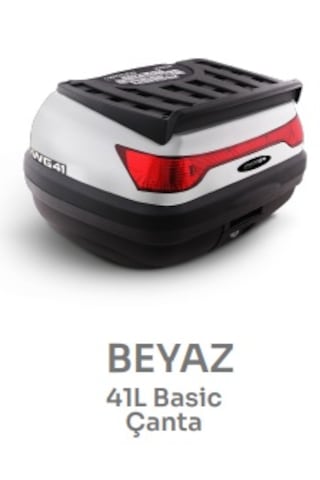 41 Litre Motosiklet Arka Çanta Üst Bagaj Basic Beyaz