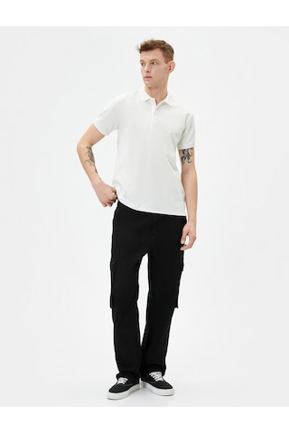 Koton Yakalı Tişört Slim Fit Düğmeli Kısa Kollu Beyaz 4sam10002mk Beyaz