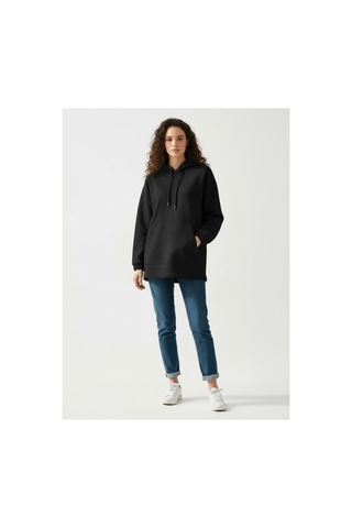 Lyvean Kapşonlu 3 İplik Penye Sweatshirt Siyah