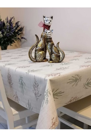Elyaflı Pvc Muşamba - Desenli Silinebilir Masa Örtüsü 02mrl146a Krem