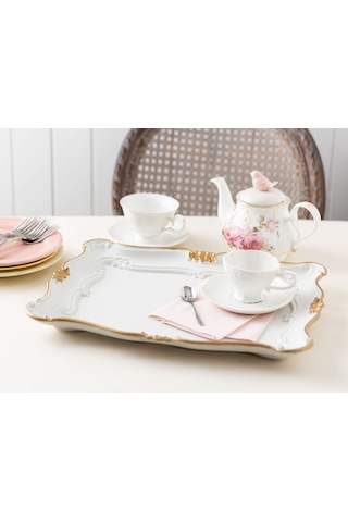 Madame Coco Camelote Varaklı Büyük Tepsi 1plse03243x34x9cm-soft Ekru