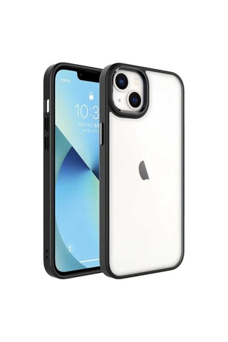 Apple Uyumlu iPhone 14 Plus Kılıf Zore Krom Kapak Siyah