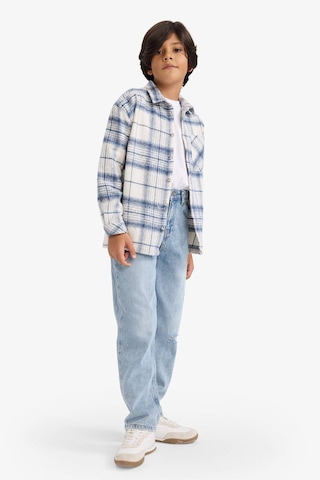 Defacto Erkek Çocuk Oversize Geniş Kalıp Polo Yaka Ekose Desenli Flanel Uzun Kollu Gömlek G4917a825cwın179 İndigo-ın179