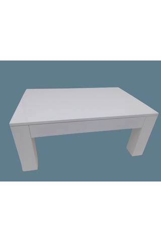 Orta Sehpa Küt Torna Model Ahşap Kayın Ayak Mdf Parlak Beyaz Tabl