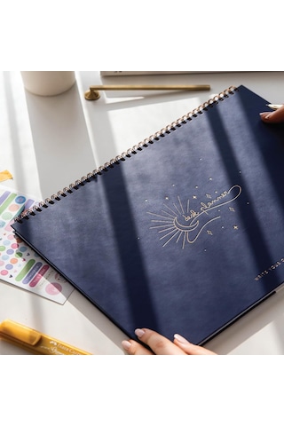 Paperora Süresiz Haftalık Spiralli Masaüstü Planlayıcı 24x34 Cm - Desk Planner Lacivert Genel