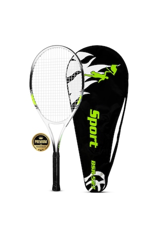 Deluxe 27 İnç Tenis Raketi Çantalı Yetişkin Tennis Racket L2 Grip 68 Cm Neon Sarı 527