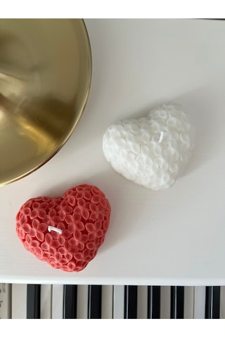 Çiçekli Kalp Mum Set