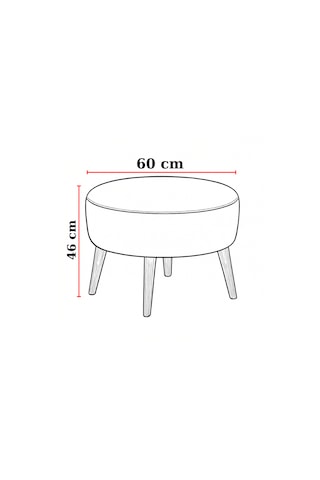 Large Büyük Yuvarlak Modern Puf - 60 Cm - Deri Kumaş - Yeşil