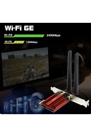 Fenvi AX210 Wi Fi 6E 5374 Mbps Tri-Band 2.4G / 5G / 6Ghz Kablosuz PCI-E Adaptörü