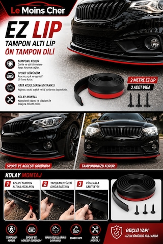 Toyota Auris Comfort Ez Lip Tampon Altı Lip Ön Tampon Dili 2 Metre Yapışkanlı Vidalı