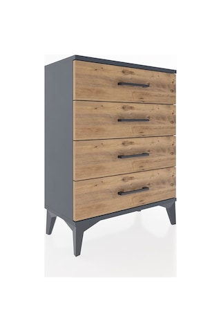 Arges Komodin 4 Çekmeceli 60x30x80 Antrasit-çam Antrasit