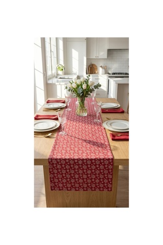 %100 Pamuk Özel Desenli Dikdörtgen Runner 40x130 Bordo - 900753605 Bordo