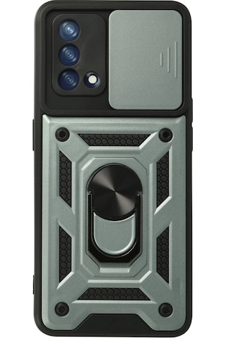 Newface Oppo A74 4g Kılıf Pars Lens Yüzüklü Silikon Glblseme - 26 - Yeşil