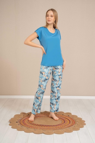 Baha Perfect Club Kadın Bisiklet Yaka Yarım Kol Pijama Takımı 4355 - 1 Adet Mavi