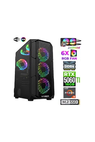 Xaser Astra X20 R5 5600X 32 GB 1 TB M.2 NVMe SSD 16 GB RTX5060Ti Free Dos Masaüstü Oyuncu Bilgisayarı