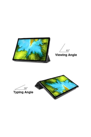 Sandwich Samsung Galaxy Uyumlu Tab S8 İçin 11'' Üç Katlı Korumalı Kılıf - Uyku/uyanma Fonksiyonu, 2 Açı Seçeneği, Siyah Kapaklı Kapaklı Kılıf